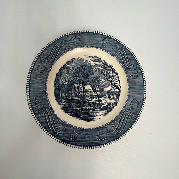 Vintage Currier & Ives Old Grist Mill in blue plate - Picture 7 of 7